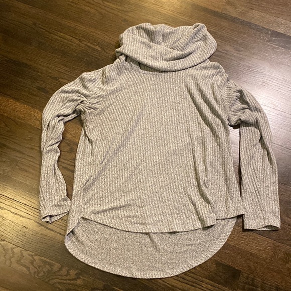 Lucky Brand Ribbed Stretchy Gray Turtleneck Large L EUC - Picture 1 of 6
